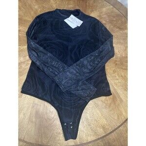 Selena Quintanilla Official Mesh Bodysuit Black Roses Long Sleeve NWT Size XXL